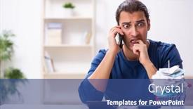  Presentation with budget - PPT layouts featuring young-man-in-budget-planning background and a ocean colored foreground