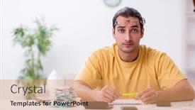  Presentation with budget - Beautiful PPT layouts featuring young-man-in-budget-planning backdrop and a coral colored foreground