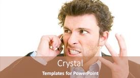  Presentation with young business man - Theme enhanced with young-man-in-business-attire background and a coral colored foreground