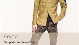  Presentation with clothing - Presentation theme having young-man-in-camouflage-clothing background and a lemonade colored foreground