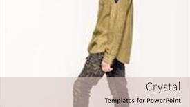  Presentation with clothing - PPT layouts consisting of young-man-in-camouflage-clothing background and a soft green colored foreground