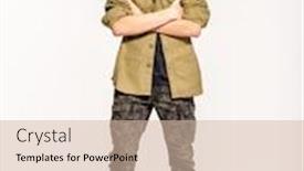  Presentation with clothing - Audience pleasing presentation consisting of young-man-in-camouflage-clothing backdrop and a soft green colored foreground