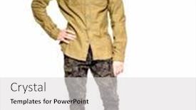  Presentation with clothing - Slide set having young-man-in-camouflage-clothing background and a light gray colored foreground