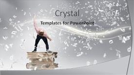  Presentation with acting - Colorful PPT theme enhanced with young man in casual acting like neo backdrop and a light gray colored foreground