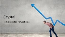  Presentation with supporting - Colorful PPT theme enhanced with young man in casual supporting increasing graph backdrop and a light gray colored foreground