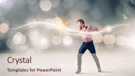  Presentation with magic - Slide deck having young man in casual throwing magic light background and a lemonade colored foreground