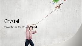  Presentation with sky diving man falling - Presentation theme consisting of young man in casual and giraffe flying in sky background and a white colored foreground