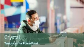  Presentation with taking flight - Audience pleasing theme consisting of young-man-in-casualwear backdrop and a ocean colored foreground