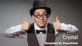  Presentation with classical - Slide set featuring young man in classical black vest and hat against gray background and a dark gray colored foreground