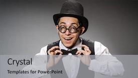  Presentation with classical - Beautiful slides featuring young man in classical black vest and hat against gray backdrop and a light gray colored foreground