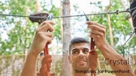  Presentation with climbing - Theme with young-man-in-climbing-forest background and a coral colored foreground