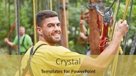  Presentation with climbing - Cool new slides with young-man-in-climbing-forest backdrop and a yellow colored foreground