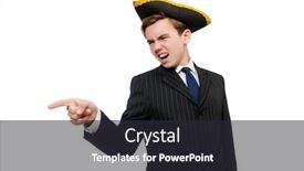  Presentation with pirate - Presentation theme with young man in costume with pirate hat isolated on white background and a dark gray colored foreground