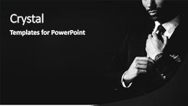  Presentation with man in suit and tie - Presentation theme consisting of young man in dark suit background and a black colored foreground