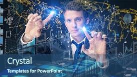  Presentation with data management - Amazing presentation design having young man in data management backdrop and a  colored foreground