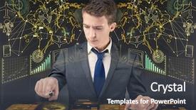  Presentation with data management - Audience pleasing presentation theme consisting of young man in data management backdrop and a  colored foreground