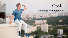  Presentation with clothing wooden clothes hanger object - PPT theme having denim clothes looks afar background and a light gray colored foreground