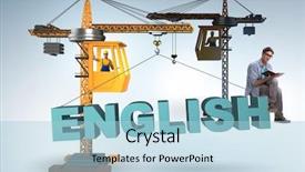  Presentation with language training - Beautiful PPT theme featuring young man in english language backdrop and a light blue colored foreground