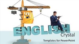  Presentation with language training - Audience pleasing slide deck consisting of young man in english language backdrop and a light blue colored foreground