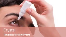  Presentation with medical eye - Presentation theme with young-man-in-eye-care background and a coral colored foreground