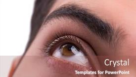  Presentation with medical eye - Slide set enhanced with young-man-in-eye-care background and a tawny brown colored foreground