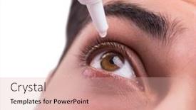  Presentation with eye medical - Presentation design with young-man-in-eye-care background and a coral colored foreground