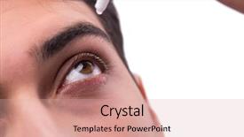  Presentation with eye care - Colorful PPT theme enhanced with young man in eye care backdrop and a coral colored foreground