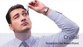  Presentation with medical eye - PPT theme with young man in eye care background and a light blue colored foreground