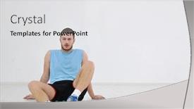  Presentation with exercise sport - Amazing PPT theme having young man in fintess sport club exercise withweights and relaxing backdrop and a white colored foreground