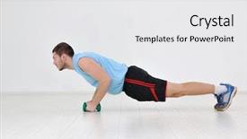  Presentation with exercise sport - Slides consisting of young man in fintess sport club exercise withweights and relaxing background and a white colored foreground