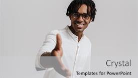  Presentation with glasses - Slides consisting of young-man-in-glasses-smiling background and a light gray colored foreground