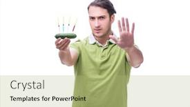  Presentation with gmo - Presentation consisting of young-man-in-gmo-fruits background and a mint green colored foreground