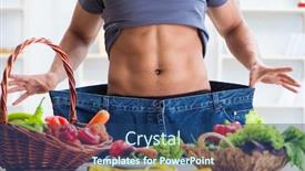  Presentation with children and healthy eating - Slide deck with young man in healthy eating and dieting concept background and a ocean colored foreground