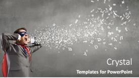  Presentation with hero - Beautiful presentation theme featuring young man in hero costume closing ears with palms backdrop and a gray colored foreground