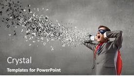  Presentation with hero - Amazing presentation having young man in hero costume closing ears with palms backdrop and a gray colored foreground