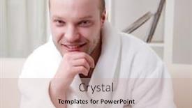  Presentation with home - Slides featuring young-man-in-home background and a coral colored foreground