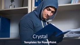  Presentation with espionage - Beautiful PPT layouts featuring young man in industrial espionage concept backdrop and a ocean colored foreground