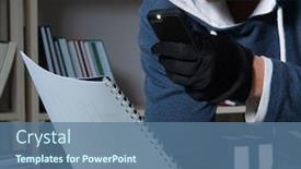  Presentation with espionage - Beautiful presentation featuring young-man-in-industrial-espionage backdrop and a ocean colored foreground