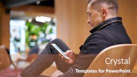  Presentation with leather - Cool new PPT theme with young-man-in-leather-jacket backdrop and a red colored foreground