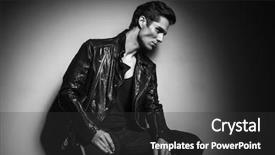  Presentation with leather and glitter - Presentation theme with young man in leather jacket background and a dark gray colored foreground