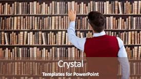  Presentation with take - Slide set having young man in library take background and a tawny brown colored foreground