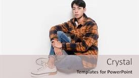  Presentation with long sleeve - Slide set enhanced with young-man-in-long-sleeve background and a soft green colored foreground