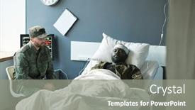  Presentation with hospital bed - Presentation featuring young-man-in-military-uniform background and a gray colored foreground