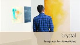 Presentation with art gallery - Audience pleasing presentation theme consisting of young man in modern art backdrop and a lemonade colored foreground