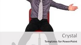  Presentation with office chair - Amazing PPT theme having young-man-in-office-chair backdrop and a white colored foreground