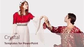  Presentation with princess - Slide set having young-man-in-old-fashioned background and a lemonade colored foreground