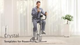  Presentation with coffee cup - Cool new slide deck with young-man-in-pajamas-riding backdrop and a soft green colored foreground