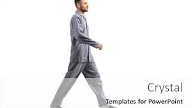  Presentation with walking - Colorful theme enhanced with young-man-in-pajamas-walking backdrop and a white colored foreground