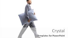  Presentation with walking - Slide deck consisting of young-man-in-pajamas-walking background and a white colored foreground