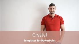  Presentation with polo - Audience pleasing slide deck consisting of young-man-in-red-polo backdrop and a coral colored foreground